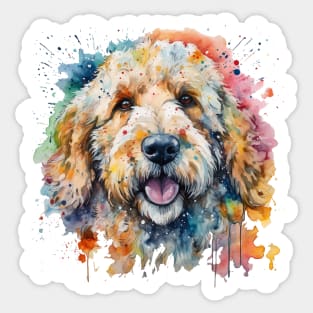 Goldendoodle Bright Watercolor Painting Sticker